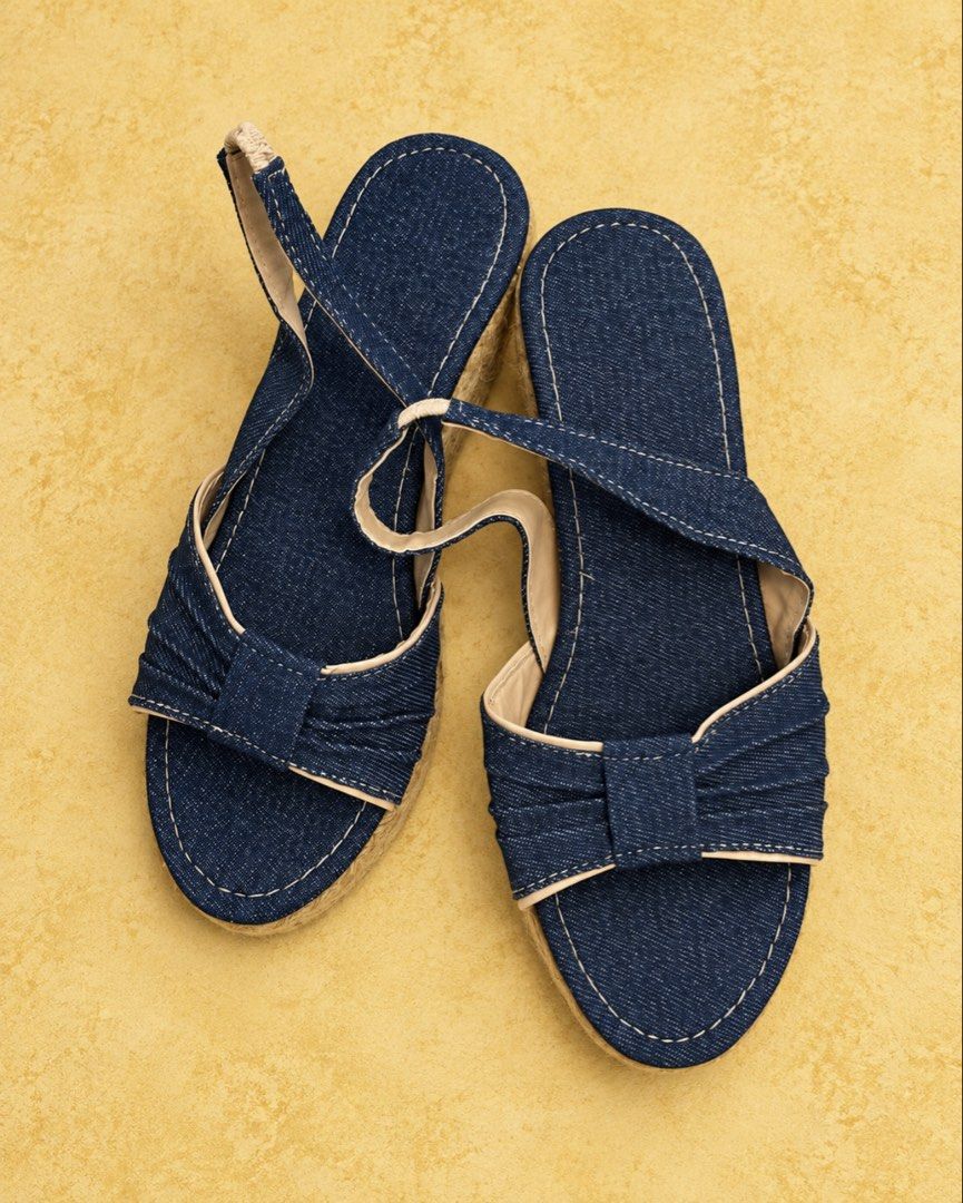 Wedge Shoes (Category: Sandals) located in Makati City. Submitted by stylehub.mnl (Listing ID 1466369876, Image 1). Description: ✨ Denim Wedge Espadrilles ✨ A little denim, a little texture, and a whole lot of effortless style. 💙 Perfect for casual days when you want that easy, chic, put-together look without trying too hard. The woven wedge adds just the right amount of height while the denim finish keeps it laid-back and versatile. 👡 Denim we