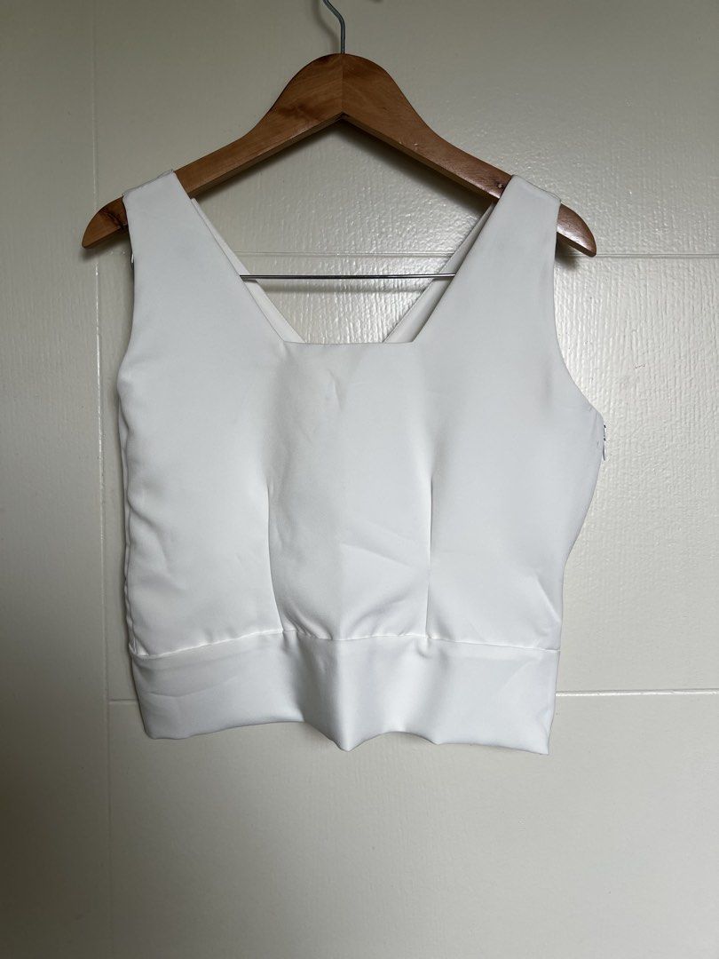 White Crop Top and Pink Trousers Set (Category: Sets or Coordinates) located in Pasig City. Submitted by jsyrgt (Listing ID 1466436394, Image 3). Description: Condition: 10/10 Top: worn once (altered by a professional to fit my smaller frame—alteration shown in the last photo) Bottom: worn twice (tiny black smudge near the left pocket, shown in the 8th photo) - Set includes: Sleeveless crop top and high-waisted trousers - Top details: White, V-ne
