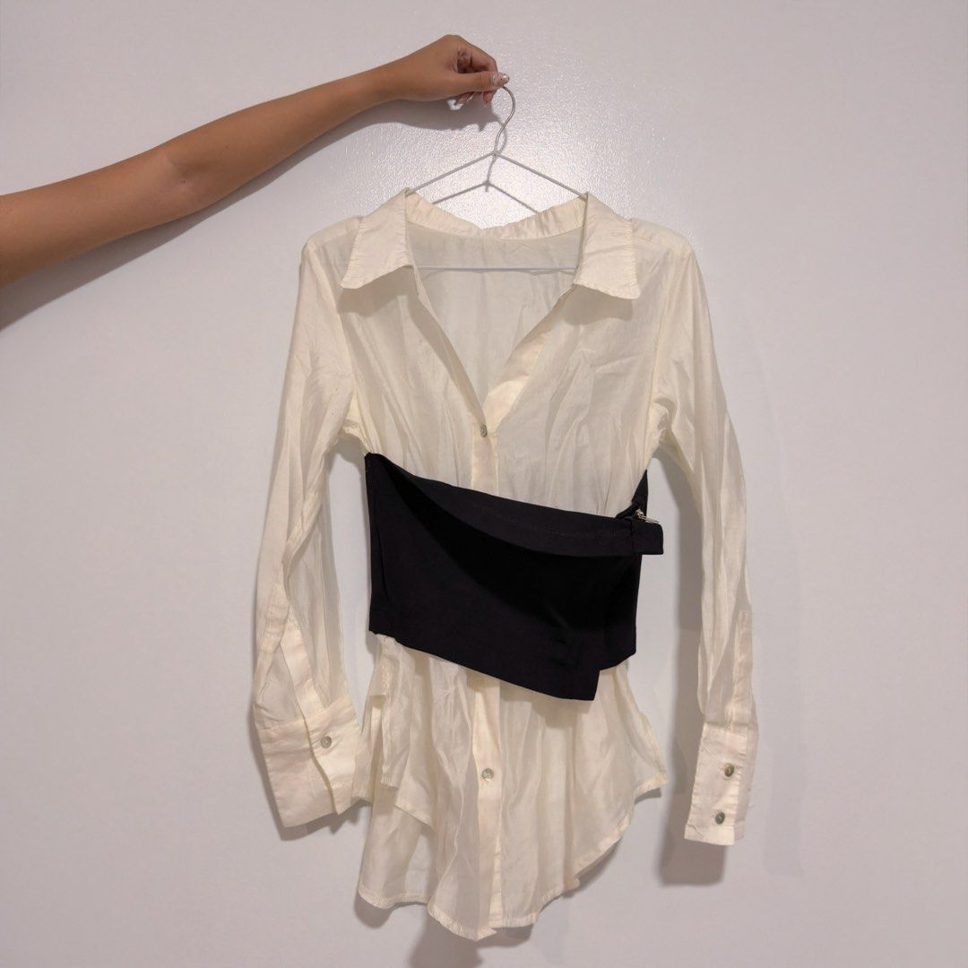 white sheer top with black tube (Category: Longsleeves) located in Cebu City. Submitted by cuteoncue (Listing ID 1466469662, Image 2). Description: xs-small please see photos for tiny tears on the right sleeve and the black bandage tube. they’re barely noticeable when worn, but worth noting..