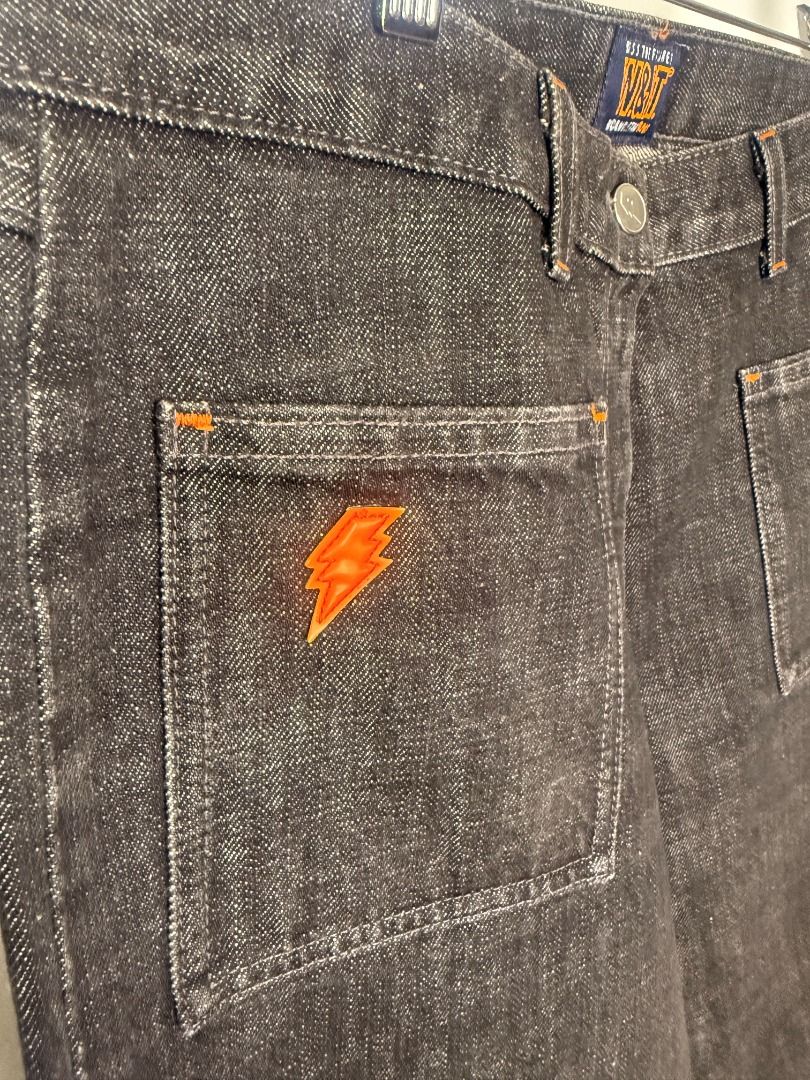 WLT 90’s Mustang Collab Lightning Bolt Jeans (Category: Jeans) located in Binan City. Submitted by thenocturneones (Listing ID 1466525551, Image 2). Description: Item is in pristine condition Waist 32 in/81.3 cm Inseam 28 in/71.1 cm Leg Opening 9 in/22.9 cm Front Rise 11 in/27.9 cm Thigh 11 in/27.9 cm Knee 8 in/20.3 cm.