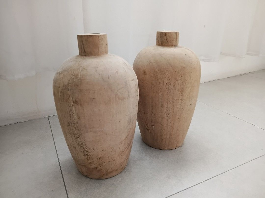 Wooden Vase (Category: Vases & Decorative Bowls) located in Quezon City. Submitted by pile.of.stuff (Listing ID 1466563270, Image 3). Description: Natural Wood Vase Dimensions: 12" height X 4.7" base 250.00 Each.