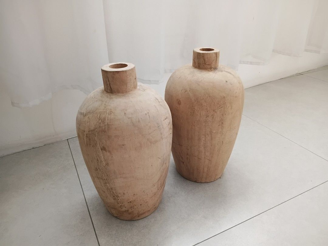 Wooden Vase (Category: Vases & Decorative Bowls) located in Quezon City. Submitted by pile.of.stuff (Listing ID 1466563270, Image 2). Description: Natural Wood Vase Dimensions: 12" height X 4.7" base 250.00 Each.