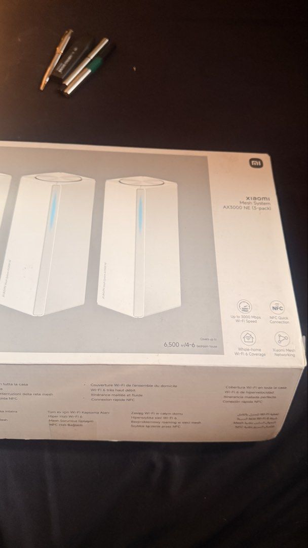 Xiaomi Mesh System AX3000 NE 3-pack (Category: Networking) located in Caloocan City. Submitted by harjit23 (Listing ID 1466418058, Image 3). Description: - Brand new & 100% unopened in original box - Xiaomi Mesh System AX3000 NE (3-pack) - Blazing fast Wi-Fi 6 speeds up to 3000 Mbps - Eliminates dead zones for whole-home coverage - Includes 3 white router units and original power adapters - RFS: Extra unit / decluttering - Guaranteed authentic an