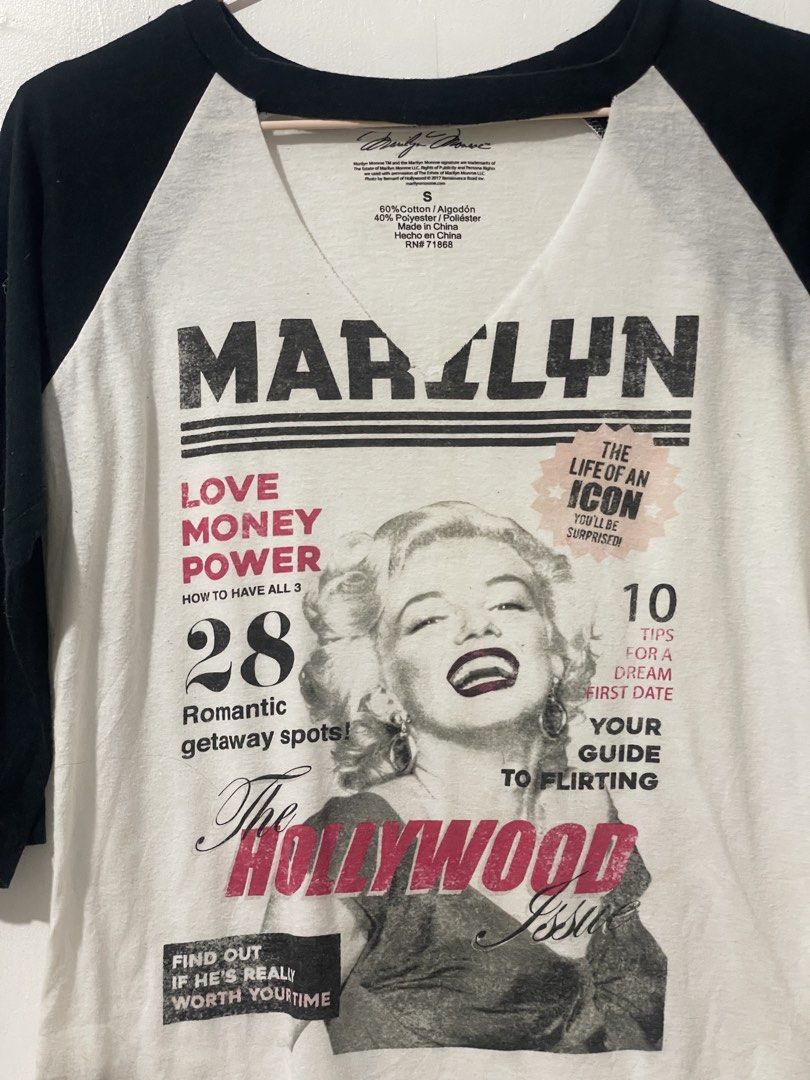 Y2K Marilyn Monroe 3/4 Sleeves Top (Category: Others Tops) located in Tuguegarao City. Submitted by ziggerryy (Listing ID 1466517388, Image 2). Description: No flaws. No holes Fits S-M.