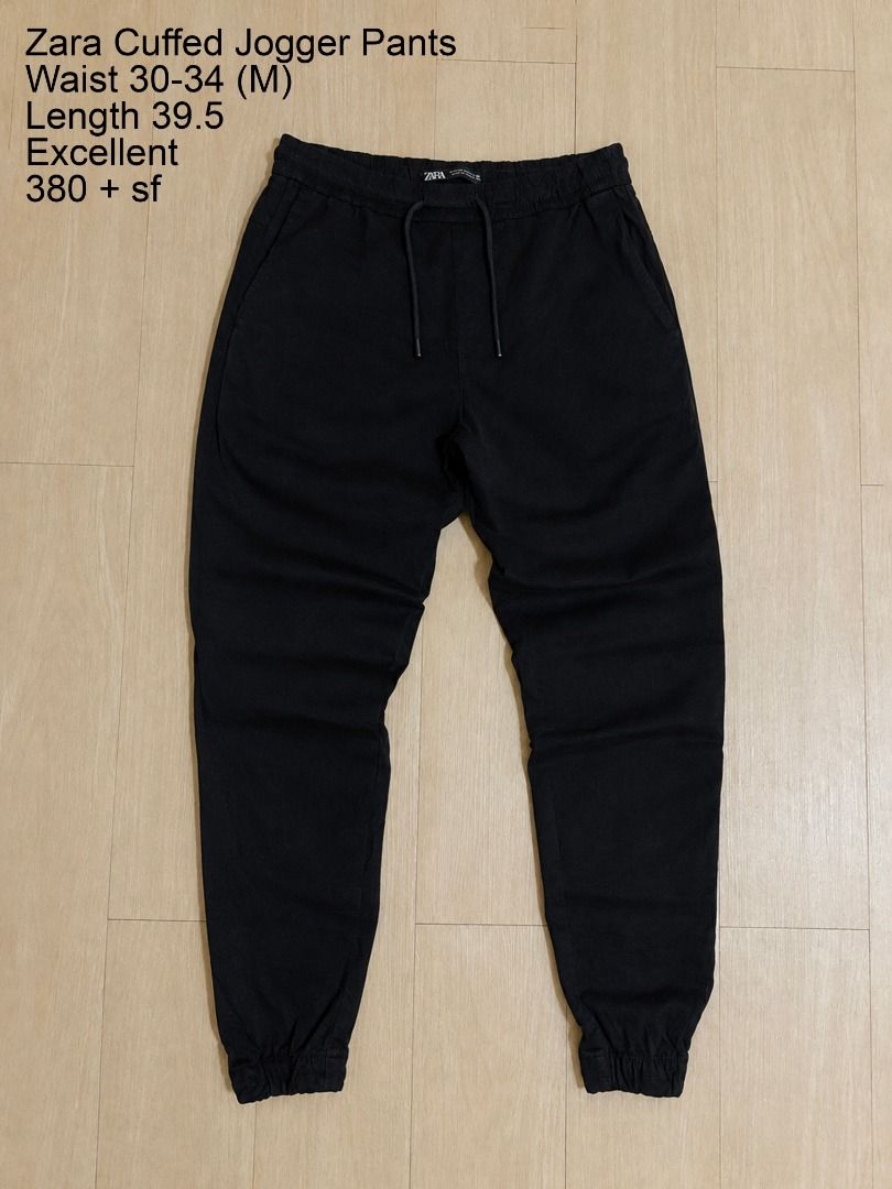 Zara Cuffed Black Jogger Pants (Category: Joggers) located in Cadiz. Submitted by davidspothead (Listing ID 1466351960, Image 1). Description: Medium on tag Waist 30 to 34 Length 39.5" Excellent condition.