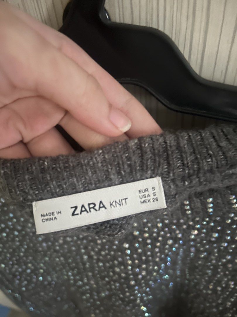 Zara rhinestone knit sweater (Category: Others Tops) located in Manila. Submitted by jellyblly (Listing ID 1466383066, Image 3). Description: size: small zara rhinestone sweaterrr loc:mnl.