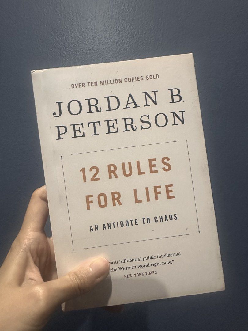12 Rules for Life by Jordan B. Peterson (Category: Storybooks) located in Las Pinas. Submitted by novaglow (Listing ID 1466693416, Image 1). Description: - Title: 12 Rules for Life: An Antidote to Chaos - Author: Jordan B. Peterson - Format: Paperback - Condition: Clean cover with minimal wear from reading - Genre: Psychology, philosophy, and personal responsibility - Highlights: Over 10 million copies sold worldwide, great addition to your books