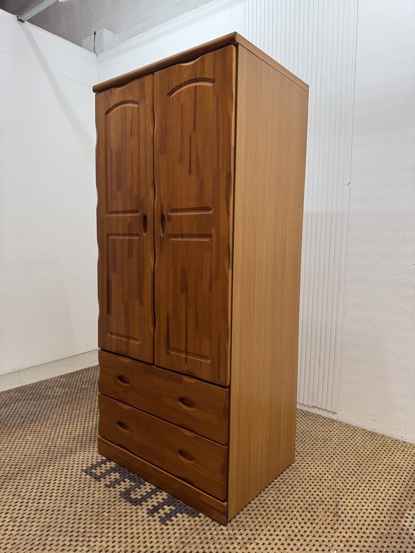 2 door wardrobe (Category: Shelves, Cabinets & Racks) located in Quezon City. Submitted by matetdevis13 (Listing ID 1466741054, Image 3). Description: Wooden 2-Door Wardrobe with Mirror and Drawers Price: 8,500 L31.5 x W23 x H70 In good condition Code JMD47-M539.