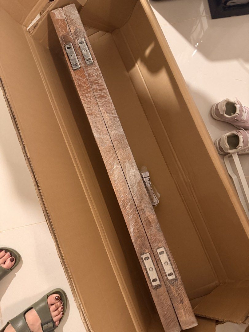 2pcs Solid Wood Floating Shelf (heavy duty, thick wood) (Category: Shelves, Cabinets & Racks) located in Taguig. Submitted by micah028 (Listing ID 1466694475, Image 3). Description: - Brand: Ava Home - Condition: Brand new, unused, still in original box and wrapped in plastic - Material: Solid wood - Color/Finish: Mahogany - Dimensions: 90cm (L) x 19cm (W) x 3.7cm (H) each - Inclusions: Complete mounting hardware included on the back - Reason for