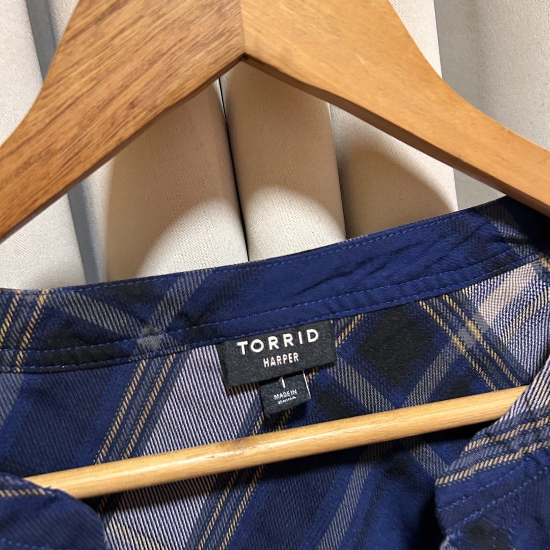 2XL Plus Size Torrid Harper Blue Plaid Top (Category: Blouses) located in Rizal. Submitted by from99abovecloset (Listing ID 1466615054, Image 2). Description: CODE:113 Size: 2XL Armhole (laid flat):12” Bust (around): 54” Length (laid flat): 35” Cotton | loose | like new.