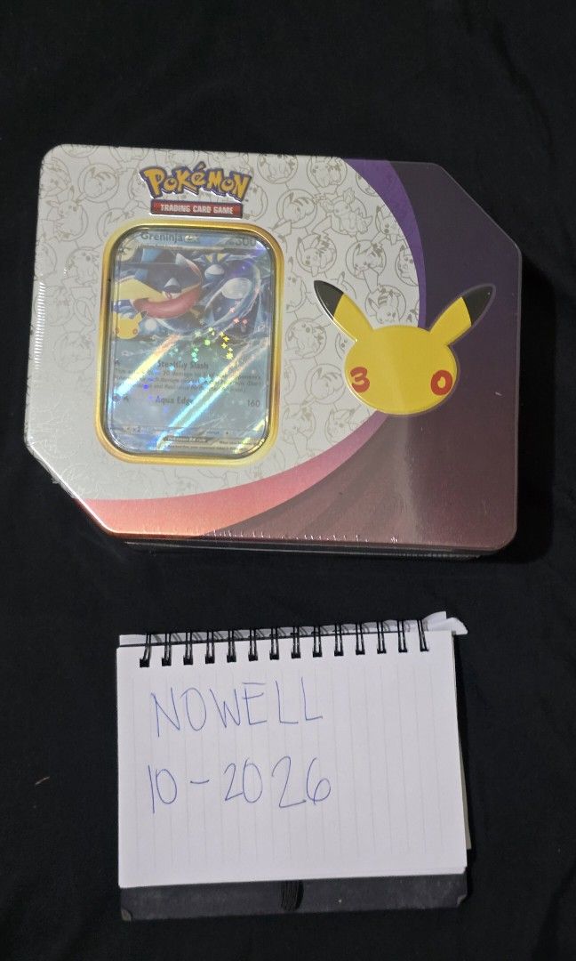 30th Celebration Greninja EX Tin (Category: Card Packs) located in Makati City. Submitted by nowellt_ (Listing ID 1466662986, Image 1). Description: Sealed and Brand New Meet-up and Delivery Options Location: Makati.