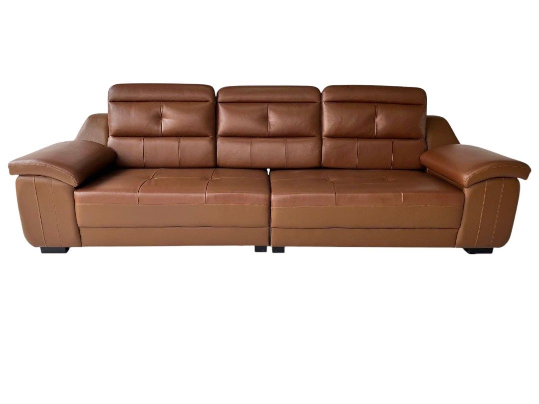5–6 Seater Highback German Leather Sofa (Category: Sofas) located in Mexico. Submitted by mgracejapansurplus (Listing ID 1466617103, Image 1). Description: NEW ARRIVAL 🔥 JAPAN SURPLUS 🇯🇵 ▪️ 5–6 Seater Highback German Leather Sofa ✨ - Premium warm brown German leather, smooth & durable - Plush high-back cushions with tufted detailing - Wide padded armrests, sturdy block legs - Spacious — fits 5–6 people comfortably - Condition: Good overall — m