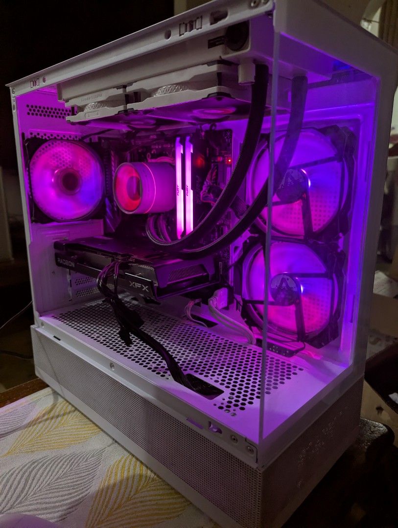 5700X + 6600 PC Build (Category: Desktops) located in Rizal. Submitted by mltech (Listing ID 1466719397, Image 3). Description: FOR SALE: "Cookies 'N Cream" Gaming PC 💰 Price: ₱48,500 (Fixed) 🖥️ Specs: • AMD Ryzen 7 5700X • MSI MAG Mortar B550M • XFX RX 6600 8GB • Kingston Fury Beast RGB 32GB (2×16GB) 3200MHz • Crucial 1TB Gen4 NVMe SSD (99% Health) • Seasonic S12II 520W 80+ Bronze • DeepCool Castle 240EX AIO • Acer V920 White mATX Case • 3x RG