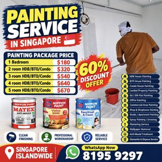 Professional Painting Service In Singapore 🇸🇬 HDB/BTO/CONDO/LANDED house Painting/ 2/3/4/5 Room Flat Painting, Commerical Area Painting, Epoxy Painting/ Grouting/ Wallpaper Remove- Installation/ Disposal Service/ Plastering Service  Collection item 3