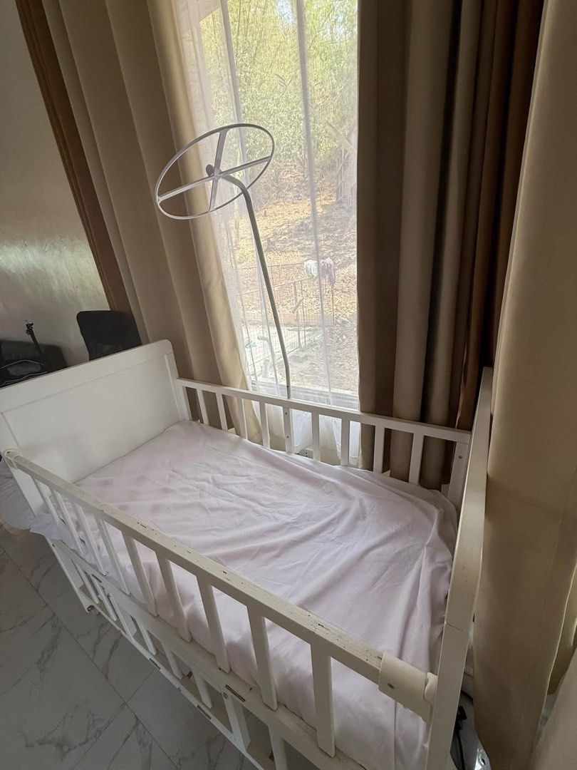 7 in 1 Solid Wood Baby Crib Convertible Bed White (Category: Cots & Cribs) located in Manila. Submitted by swifttiger-075e4a (Listing ID 1466633461, Image 1). Description: For sale: New Born Crib Solid Wood 7 in 1 Convertible Free na yung original Uratex foam 3 inches With mosquito net Saglit lang to nagamit ayaw ni baby sa crib gusto nakatabi samin Price: 2,500 Pickup only Location: Tatala, Binangonan.