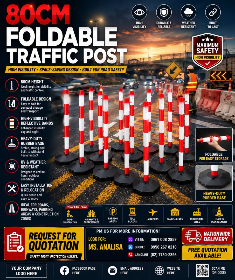 80CM FOLDABLE TRAFFIC POST (Category: Looking For) located in Paranaque City. Submitted by buynowbilikanow (Listing ID 1466587384, Image 1). Description: ✅ Guaranteed lowest price ✅ Quality products ✅ Big discount for bulk orders ✅ 100% LEGIT TRUSTED SUPPLIER! ✅ With Complete Legal Documents ✅ BIR Registered We Supply All Kinds Of PPE Supplies, Raincoat, Hard Hat, Cooler Box, Plastic Trash Bin, Road Barriers, Kayak Boats, Crystal Kayak, Traffic C