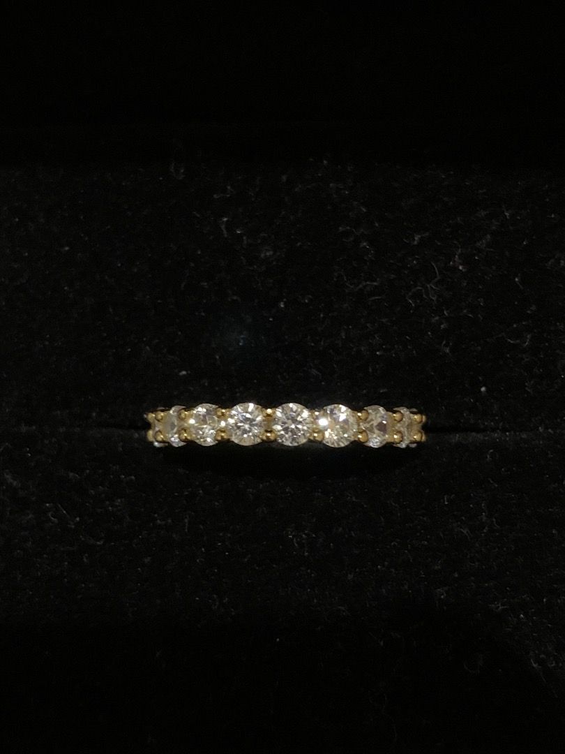 8A Grade CZ Gold-Plated S925 Full Eternity Ring (Category: Rings) located in Quezon City. Submitted by itscxyy (Listing ID 1466758329, Image 1). Description: - Material: Gold-plated with S925 stamp on inner band - Size 5 - Design: Classic full eternity band with 8A grade cubic zirconia stones - Versatility: Great for daily wear or stacking with other rings.