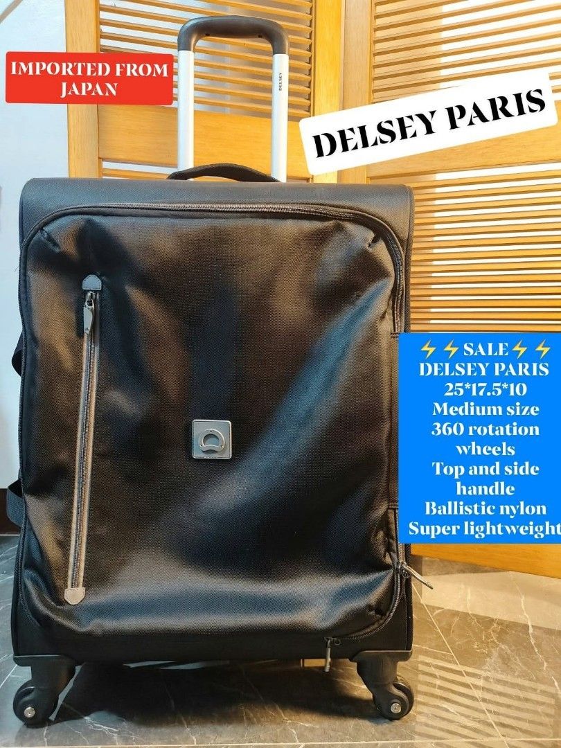 🧳 DELSEY PARIS (Category: Luggage) located in Manila. Submitted by chocoman0235367 (Listing ID 1466699413, Image 1). Description: ⚡⚡New arrival⚡⚡ ‼️BRANDED ‼️ 📌DELSEY PARIS 📌 ✨SALE✨ IMPORTED FROM JAPAN MEDIUM SIZE ✨ballistic nylon ✨Super lightweight ✨Top and side carrier handle ✨TELESCOPIC PUSH handle ✨Smooth silent 360 rotation wheels ✨Wide space SUITCASE with support strap and divider pocket NO ISSUE‼️GOOD CONDITION MINIMAL SIGN OF USAGE ONL