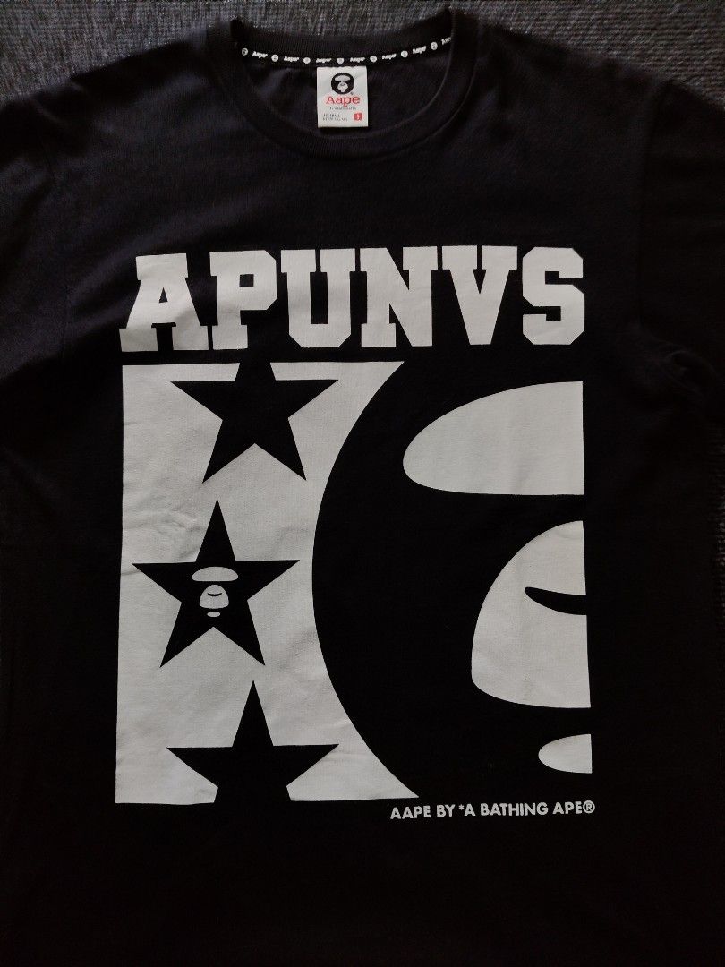 Aape Black Moonface T-shirts ( authentic ) (Category: Tshirts & Polo Shirts ) located in Quezon City. Submitted by wgapparel (Listing ID 1466743537, Image 3). Description: 📌 available Aapé Black Moonface T-shirts • Dimes: 19 x 26.5 W/L small on tag • Conditions: Excellent • Color Rate: 9 • Complete tags • Authentic 💯 • Issue: minimal, sign of wear only. Ganda ng front hit all goods no fade pa. 🔖 1080 Location Quezon City Shipping via Lalamove 