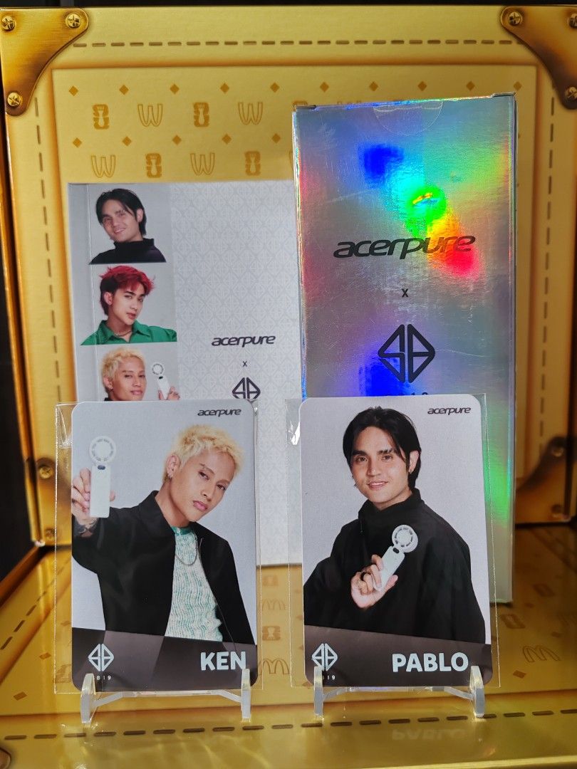 Acerpure x SB19 Photocards and Box Set (Category: K-Wave Merchandise) located in Makati City. Submitted by wisemanshop (Listing ID 1466630292, Image 3). Description: Booklet and Portable is included. - Complete Official Set: Includes individual photocards for Pablo, Josh, Stell, Ken, and Justin plus 1 group photocard. - Inclusion: Original holographic product box included. - Condition: 100% official merchandise, well-protected in plastic sleeves.
