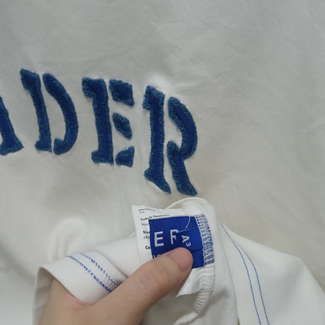 ADER ERROR Embroidered Logo Shirt (Category: Tshirts & Polo Shirts ) located in Caloocan City. Submitted by jaychingsss (Listing ID 1466628374, Image 2). Description: Ader Error Embroidered Logo Shirt - 250 23x28 Heavy Cotton Complete Tags No issue NEED WASH.