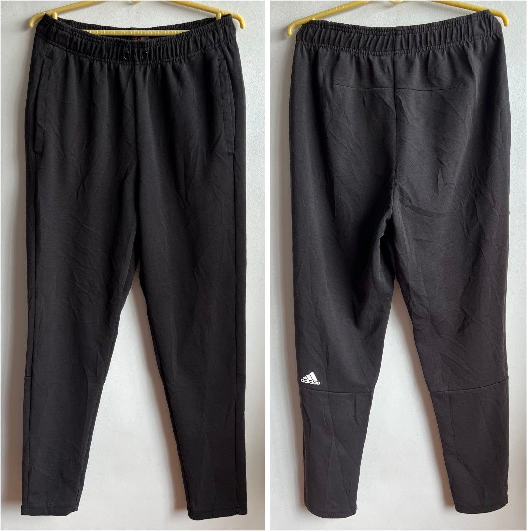 Adidas Plain Knitted Long Pants sweatpants men's (Category: Joggers) located in Quezon City. Submitted by rosepam (Listing ID 1466586593, Image 2). Description: Adidas Plain Knitted Long Pants Size on tag: A/M (175/80a) Elastic waist 27-40 *no drawstring sa waist *some nisnis sa bottom/hem FIX PRICE Measurements posted for reference.