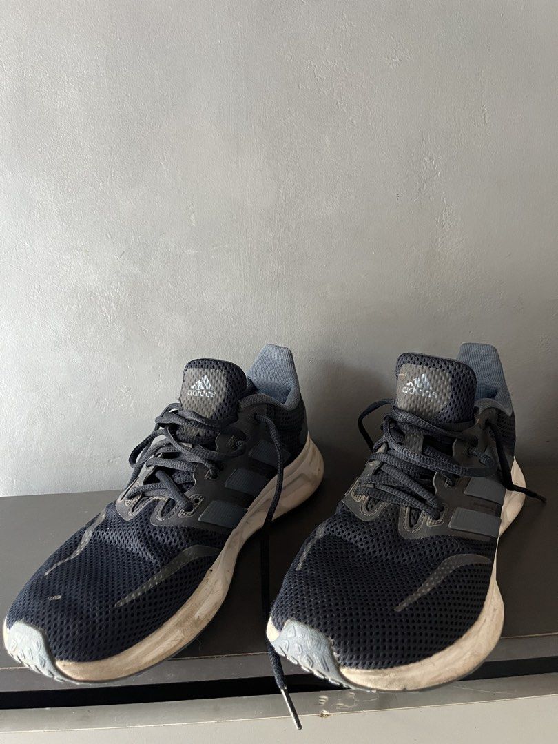 Adidas Running Shoes Size US 7.5 Black Grey (Category: Sneakers) located in Paranaque City. Submitted by midnightsky777 (Listing ID 1466592111, Image 1). Description: - Brand: Adidas - Color: Black and Grey - Size: US 7.5 / UK 7 / FR 40 2/3 (255 mm) - Condition: Pre-loved, ~7/10 with normal wear on soles and uppers - Origin: Made in Indonesia - Ideal for: Running, gym workouts, or everyday casual use.