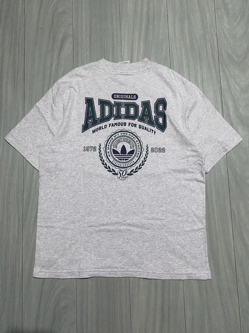 Adidas Varsity Loose Tee (Category: Shirts) located in Manila. Submitted by yonixx__ (Listing ID 1466666877, Image 2). Description: DIMENSION LENGTH - 27 WIDTH - 21 ( ALTERED LENGTH ) BEST FIT MED TO LARGE EXCELLENT CONDITION NO ISSUE!! .