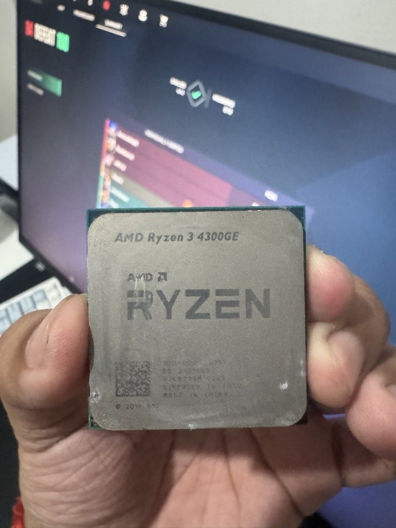 AMD Ryzen 3 4300GE Processor (Category: Computer Parts) located in Valenzuela. Submitted by cleverdog0226 (Listing ID 1466768079, Image 1). Description: - Model: AMD Ryzen 3 4300GE (AM4 socket) - Features built-in graphics, perfect for budget builds - Pulled from a working setup and fully tested - Reason for selling: Upgraded to a faster processor - Inclusions: Bare chip only (no stock cooler but can provide used cooler only need cleaning).