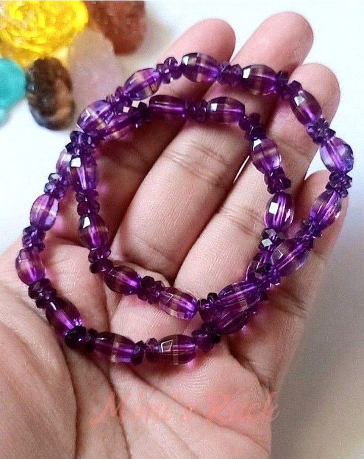 AMETHYST BARREL AND SPACERS STONE BRACELET (Category: Bracelets) located in Taguig. Submitted by mimisrack (Listing ID 1466702326, Image 3). Description: 💜Structured elegance with calming spiritual energy -Amethyst barrel beads symbolize stability, clarity, and spiritual protection -The amethyst spacer accents add refined detail and balanced structure -Promotes emotional calm, focus, and inner peace -Traditionally worn for protection and clearin