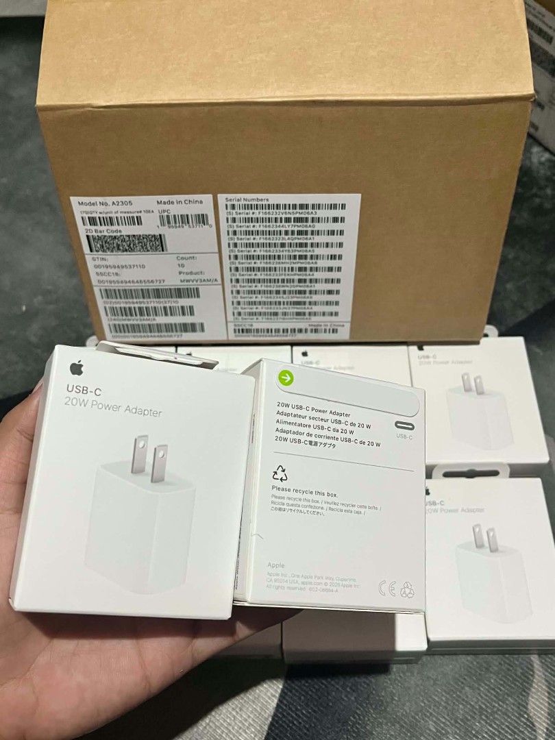 Apple adaptor 20w and cable 60w (Category: Chargers & Cables) located in Manila. Submitted by keeellll (Listing ID 1466605372, Image 2). Description: APPLE ADAPTER 60W AT CABLE 60W BRANDNEW SEALED.. 20W APPLE ADAPTER type c- 400 PESOS 69W APPLE CABLE TYPE C -380 PESOS.