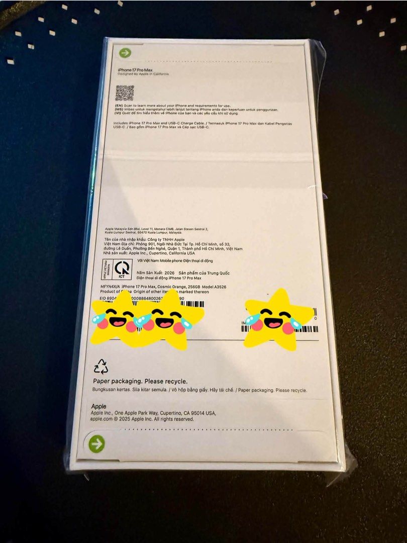 Apple iPhone 17 Pro Max 256GB (Category: iPhone 17 Series) located in Quezon City. Submitted by jbautista0422 (Listing ID 1466675772, Image 2). Description: - Model: Apple iPhone 17 Pro Max - Storage Capacity: 256GB - Color: Cosmic Orange - Condition: Brand new, factory sealed in original box - Warranty: 1-year official Apple warranty included.