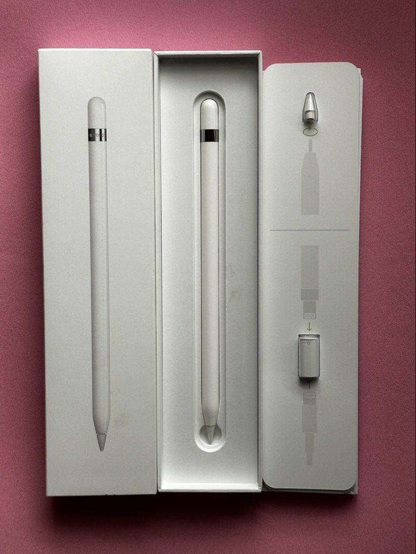 Apple Pencil (1st generation) (Category: Other Mobile & Gadget Accessories) located in Quezon City. Submitted by sushixiao (Listing ID 1466613633, Image 1). Description: ✅Original Apple Pencil. ✅ Used a few times only. ✅Complete set with box, extra tip, and lightning adapter..