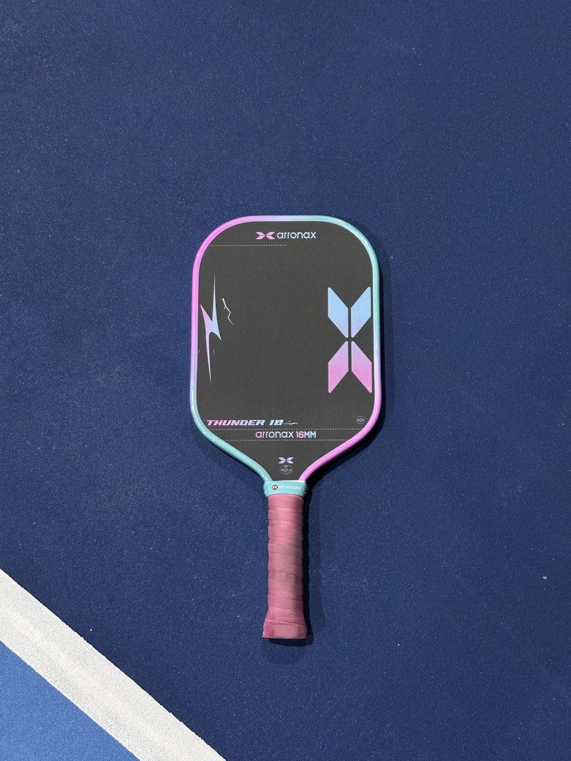 Arronax Thunder 10 (Category: Racket and Ball Sports) located in Pateros City. Submitted by lanceselects (Listing ID 1466692599, Image 1). Description: For sale Arronax Thunder 10 1 month used. Scannable NFC. Original grip intact. Has scratches on PPF. RFS: Upgrade.