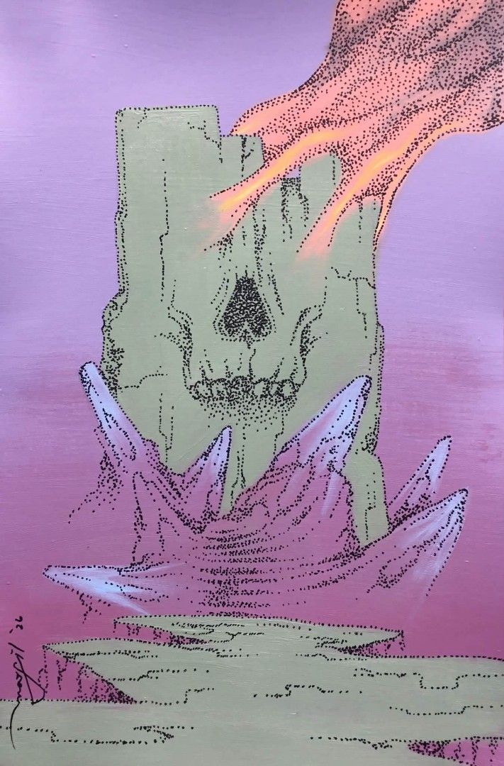 Artwork mixed media " Time Immemorial Human Construct " (Category: Art & Prints) located in Santa Rosa. Submitted by teph.l (Listing ID 1466627423, Image 3). Description: “Time Immemorial Human Construct” Php 5,000 Medium: Mixed Media on Bristol Board Size: 13 x 8 1/2 inches without frame Approx 14 x 9 1/2 inches with frame Ap Marfil 2026 MOP: GCASH Shipment: LBC/ Lalamove Shipping fee shouldered by the buyer.