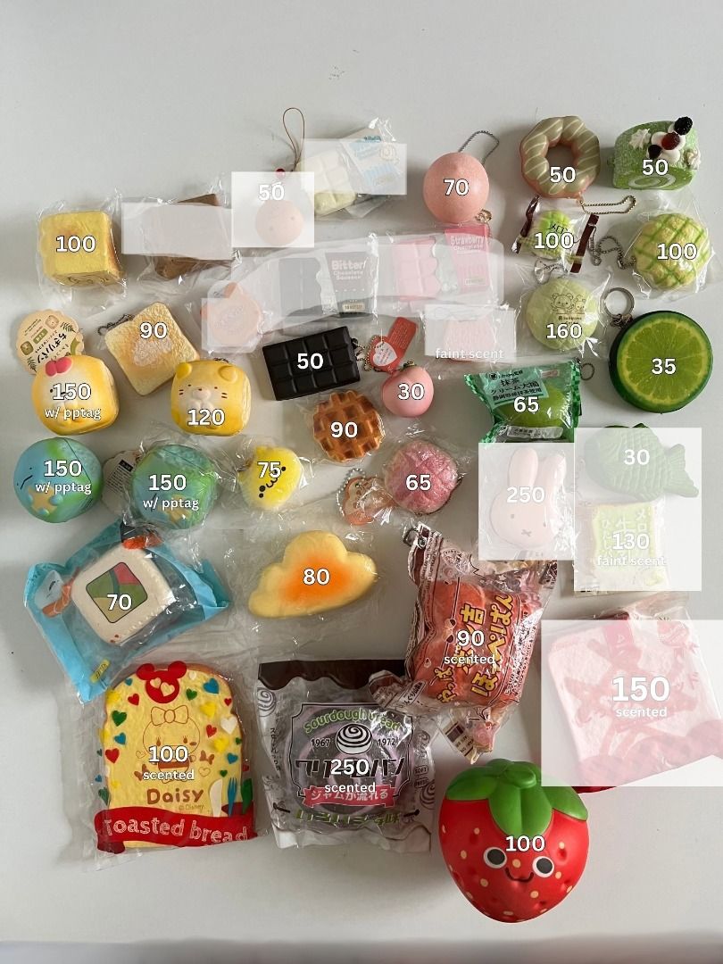 Assorted Squishies - Bread, Fruit, Sumikko, Jdream, Mido, iBloom (Category: Designer & Blind Box Toys) located in Taguig. Submitted by cloudyish_skies (Listing ID 1462449220, Image 1). Description: Please type squishy in search box for availability :) - Some squishies are scented - Some squishies come with original tags - Most squishies are barely used by me before being stored. Bought from resellers on fb and carousell. - x sensitive Peach: with