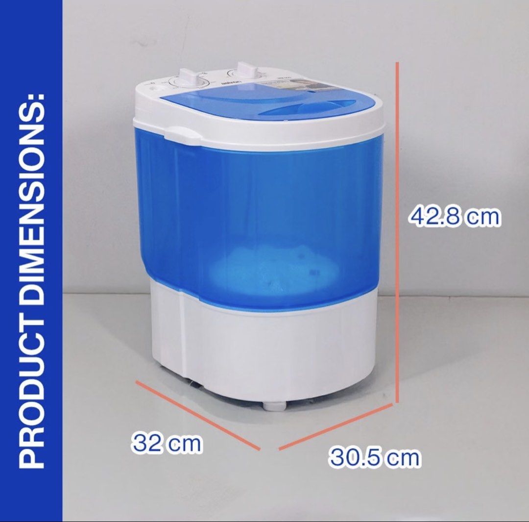 Astron WM-200 Mini Washing Machine (Category: Washing Machines and Dryers) located in Manila. Submitted by heythird (Listing ID 1466720947, Image 2). Description: - Model: Astron WM-200 mini washing machine - Ideal for small apartments, dorms, and quick laundry loads - Easy-to-use dual knobs for wash time control - Lightweight white design with a semi-transparent body - Dimensions: 32 cm (W) x 30.5 cm (D) x 42.8 cm (H) - Hassle-free plug-and-play