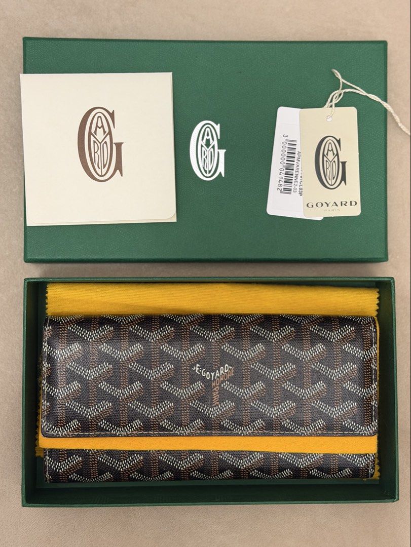 Authentic Goyard Varene Long Wallet (Category: Wallets & Card holders) located in Manila. Submitted by maria_2326 (Listing ID 1466731093, Image 1). Description: Goyard Varene Long Wallet Black Goyardine | 💯% Authentic W/box, dust cloth, booklet, hangtag No lowballing! Location: Manila/QC.