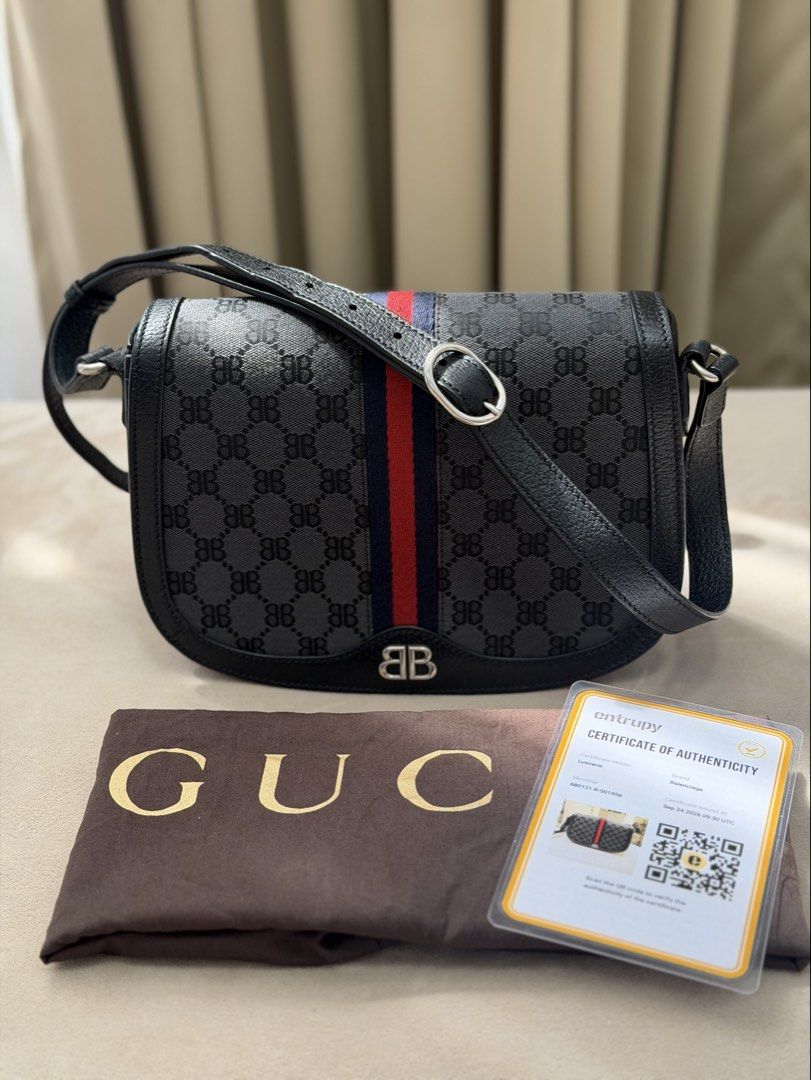 Authentic Gucci X Balenciaga Messenger Bag (Category: Sling Bags) located in Manila. Submitted by maria_2326 (Listing ID 1466728470, Image 1). Description: Gucci X Balenciaga Messenger Bag 💯% Authentic W/ dust bag and entrupy No lowballing! Location: Manila/QC.