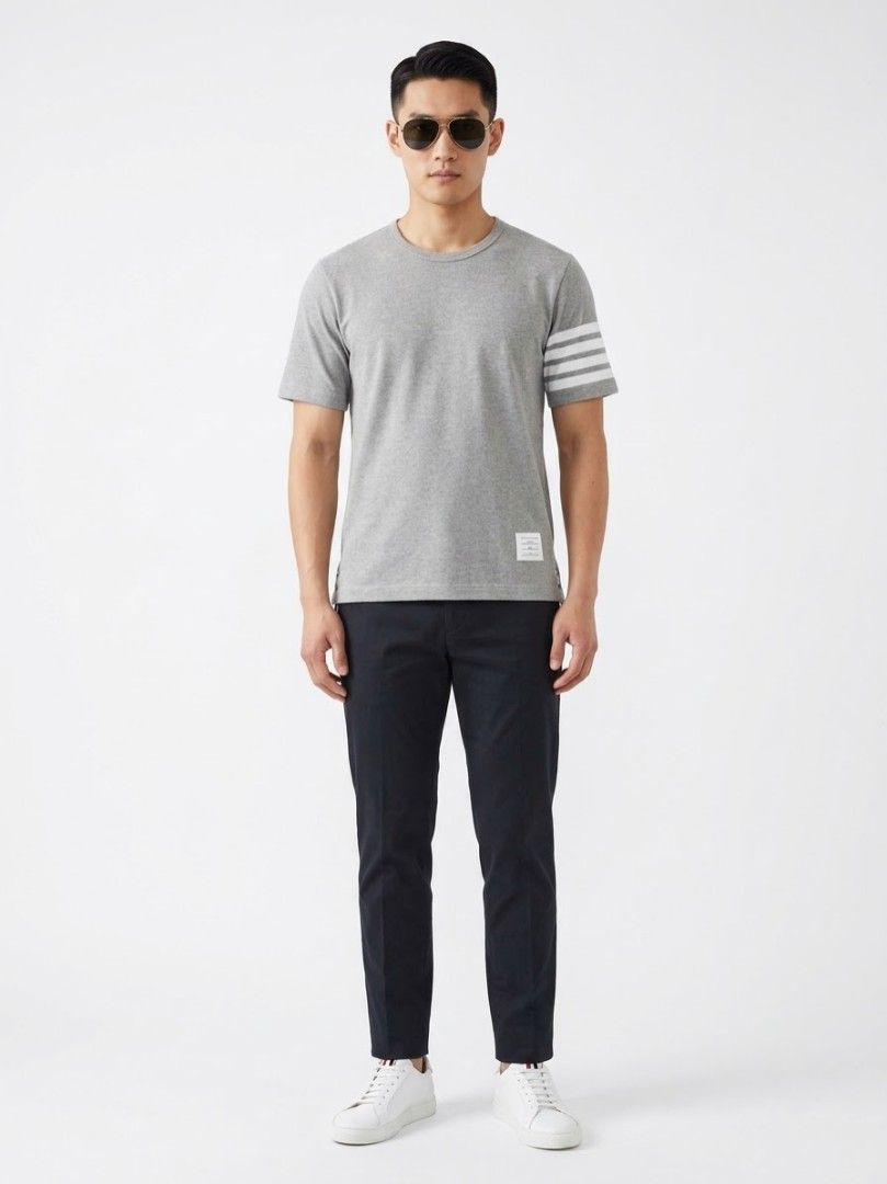 AUTHENTIC THOM BROWNE 4BAR-TEE MADE IN JAPAN (Category: Luxury Apparel) located in Cebu City. Submitted by kramarklegitseller_2022 (Listing ID 1466652531, Image 1). Description: THOM BROWNE 4BAR-TEE MEDIUM FITTING WIDTH "20 LENGTH "25-"27 (LONGBACK) AS NEW CONDITION 10/10 COLORATE NO ISSUE NEED WASH 1,500 + SF CEBU LOCATION 📍 CAN SHIP NATIONWIDE 🚢 🛫.