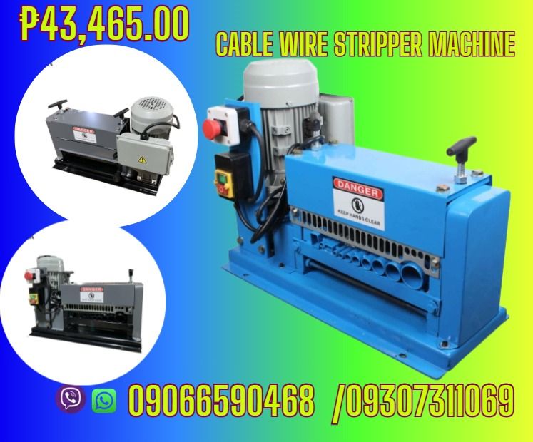 Automatic Cable Wire Stripper Machine (Category: Looking For) located in Caloocan City. Submitted by topherchri03260 (Listing ID 1466610322, Image 1). Description: Power: 0.37kw Voltage: 220V - 50Hz Net weight: 38kg/84lbs Dimensions: 58X28 X37cm/23x11x14.5inch Cable diameter: DA 1 mm DA 40mm/DA 0.06inch - DA 1.5inch Cutting speed: 15 m/min Packing size: 65X32X42cm/26X13X17inch GW: 44kg/97lbs Application Peeling of the plastic skin and metal core 