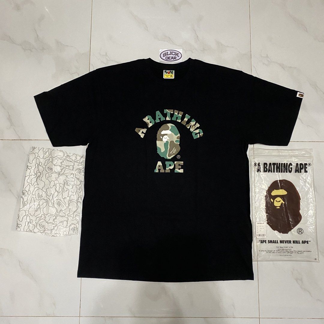 BAPE Liquid Camo College Tee (Category: Tshirts & Polo Shirts ) located in Quezon City. Submitted by slickgearph (Listing ID 1466770561, Image 1). Description: BAPE Liquid Camo College Tee Size 2XL Brand New ₱4,200 IG: slickgearph.