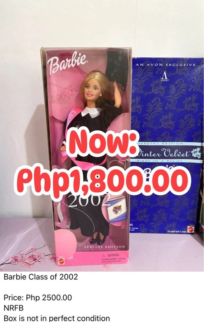Barbie Dolls SALE ‼️ (Category: Kids Toys) located in Davao. Submitted by urmymel0dy (Listing ID 1466694152, Image 1). Description: ➡️NRFB ➡️ some imperfections on the box but overall in good condition ➡️ Please check each photo for the price of each item. ➡️All items are sold AS-IS. So please review photos and details before purchasing. ➡️Please message only if you’re a serious buyer. ➡️ First to pay policy Thanks for understanding! Shipping: •N