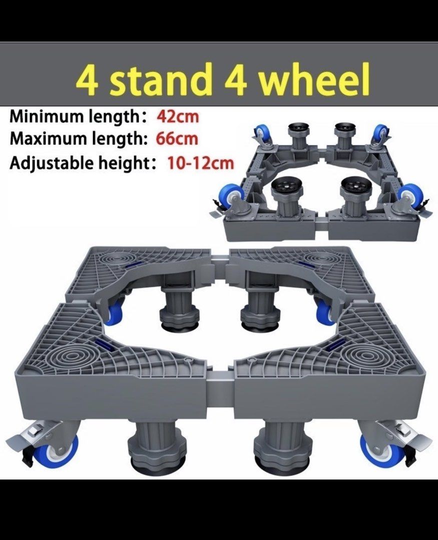 Multifunctional Base (Category: Bathroom & Kitchen Fixtures) located in Shah Alam. Submitted by janejustjual (Listing ID 1466567721, Image 2). Description: - Brand new, unopened box with all parts included - Suitable for refrigerators, washing machines, and heavy home appliances - Adjustable length from 42cm to 66cm and height from 10cm to 12cm - Exact type shown in photo - Condition 10/10.