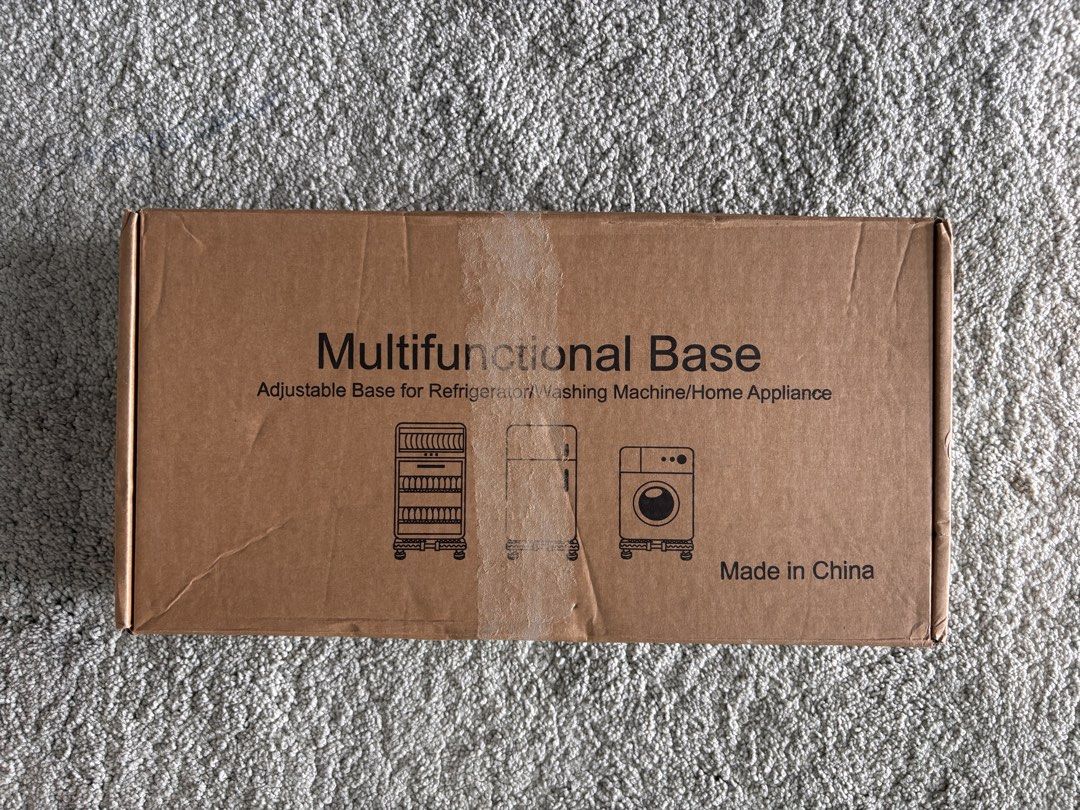 Multifunctional Base (Category: Bathroom & Kitchen Fixtures) located in Shah Alam. Submitted by janejustjual (Listing ID 1466567721, Image 1). Description: - Brand new, unopened box with all parts included - Suitable for refrigerators, washing machines, and heavy home appliances - Adjustable length from 42cm to 66cm and height from 10cm to 12cm - Exact type shown in photo - Condition 10/10.