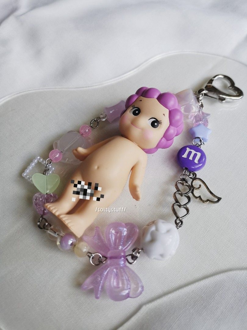 Beaded HQ Sonny Angel Grape Keychain (Category: Handmade Craft) located in Malolos. Submitted by soltyx (Listing ID 1466665974, Image 2). Description: Sonny Angel is High Quality Copy with markings ※free letter beads max 3 letters ※stainless steel eyepins,eye screw &rings were used.