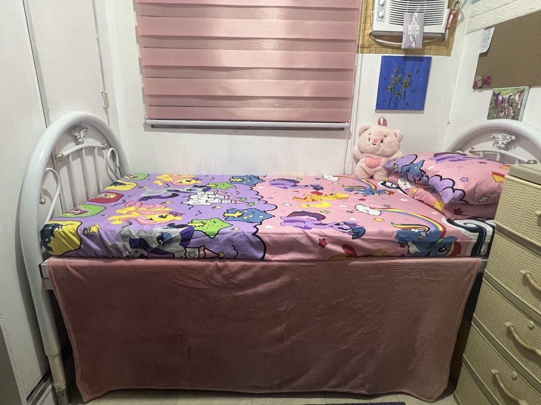 Bedroom Package (Category: Bed Frames & Mattresses) located in Cainta. Submitted by jappre3618 (Listing ID 1466571973, Image 2). Description: Bedroom Package - P17,000 1. Steel Bed Frame with mattress and pillows - 5,000 2. Study Table and Chair - 3,000 3. Bookshelf - 1,200 4. Orocan Chest of Drawers - 800 5. All-in-one PC (specs in photo) - 7,000 RFS: Room makeover.