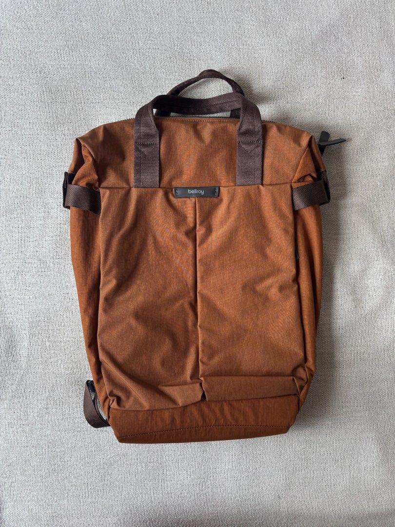 Bellroy Tokyo Totepack 20L Backpack (Category: Backpacks) located in Pasay City. Submitted by jerichomontellano (Listing ID 1466599685, Image 1). Description: - Brand: Bellroy Tokyo Totepack - Color: Bronze - Capacity: 20 Liters - Dual functionality: Converts seamlessly from a tote bag to a backpack - Comfort features: Top grab handles and adjustable back shoulder straps - Main compartment: Wide-opening zipper for easy access - Storage: Built-in 