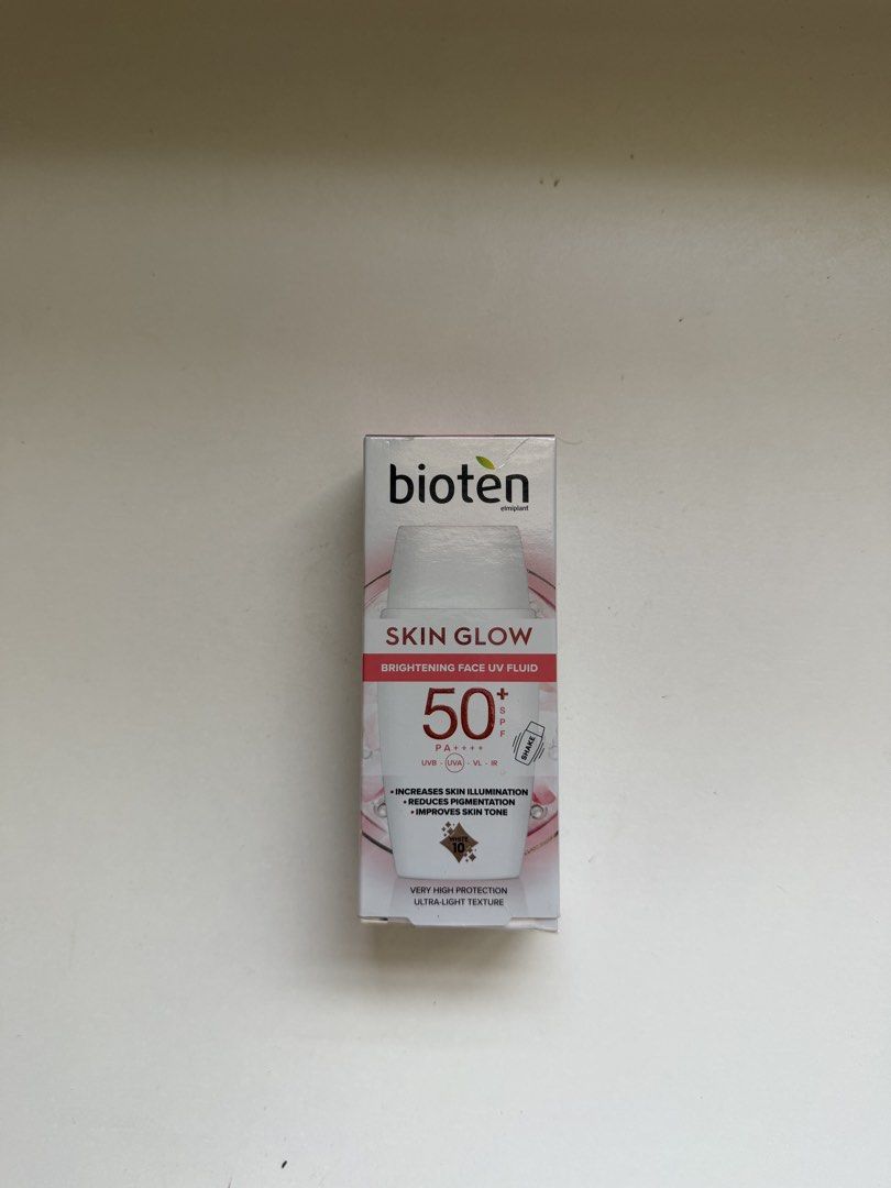 Bioten Skin Glow SPF 50+ Sunscreen (Category: Face Care) located in Mabalacat. Submitted by fusecollective (Listing ID 1466665649, Image 1). Description: - Condition: swatched once for video - Key Benefits: Reduces pigmentation, boosts skin illumination, and evens out skin tone - Texture: Ultra-lightweight formula (shake well before use) - 98% full - from PR package - Exp Date: 2028 📍Mabalacat, Pampanga .