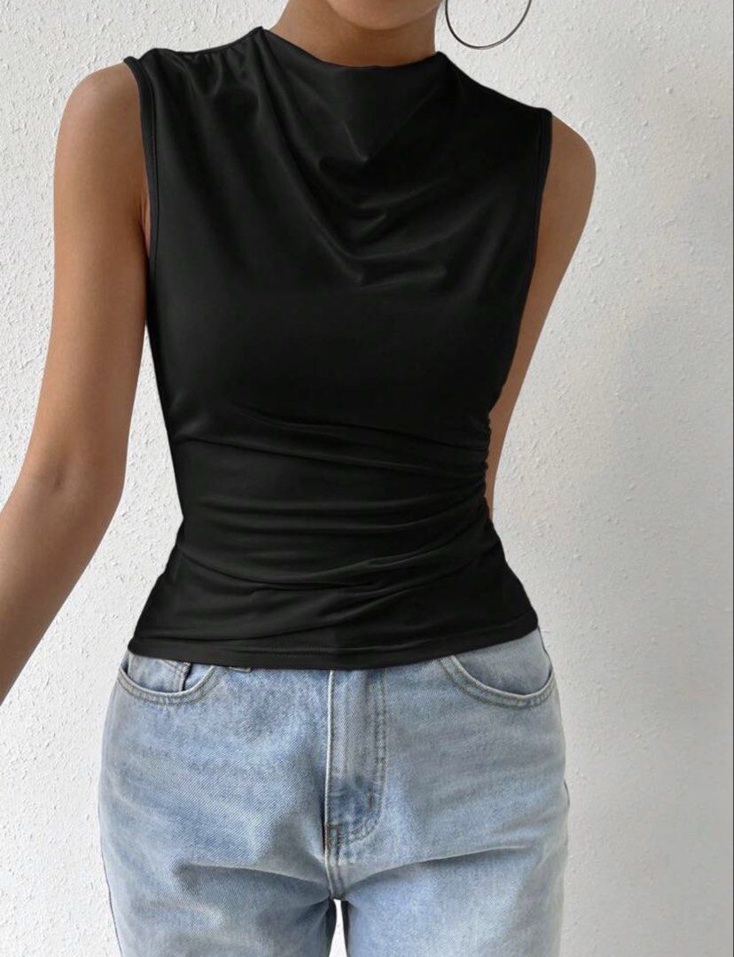 Black Cowl Neck Sleeveless Top (Category: Sleeveless) located in Manila. Submitted by izzmya (Listing ID 1466588707, Image 1). Description: Can fit xs-s .